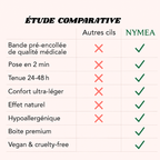 Cils précollés Nyméa – posés en 2 minutes, effet naturel & waterproof. 300 cils par boîte + pince à pose
